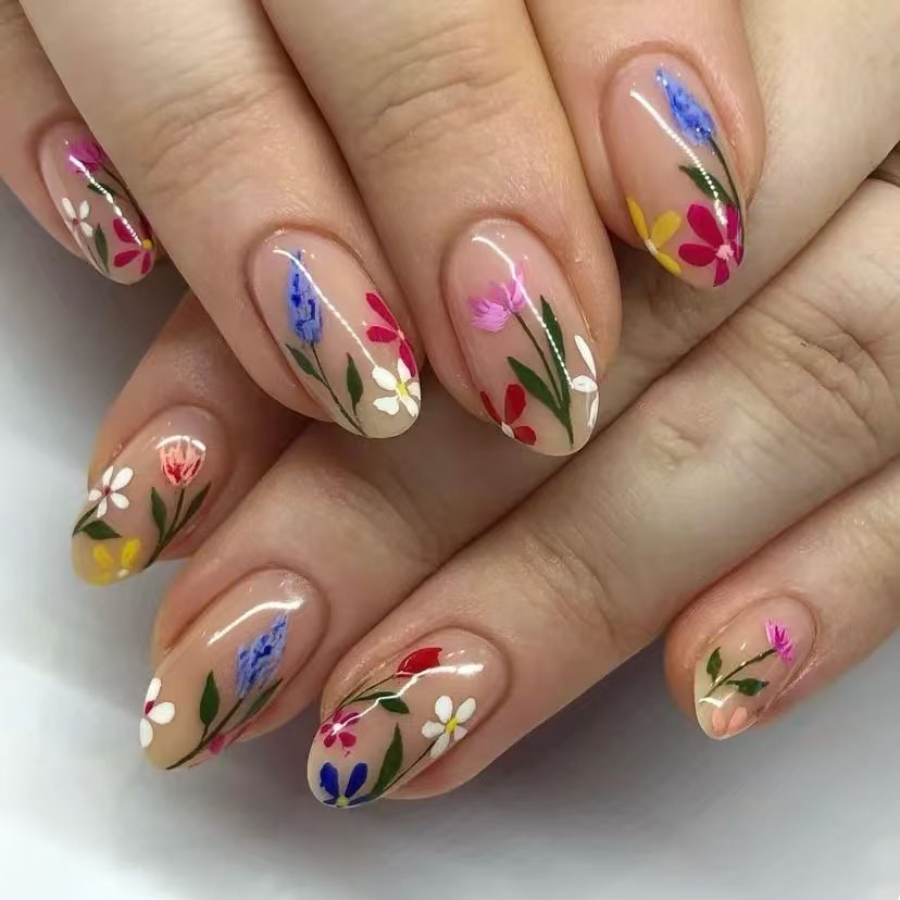 Nail Art Aesthetic - 24 шт., простые миндалевидные ногти, свежий