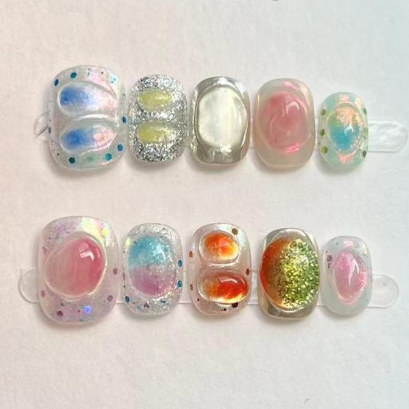 Nail Art Aesthetic - 10 шт. милые короткие круглые накладные