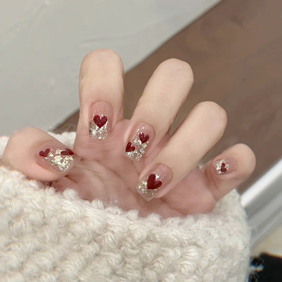 Nail Art Fake - 24 шт./набор, короткие квадратные накладные ногти