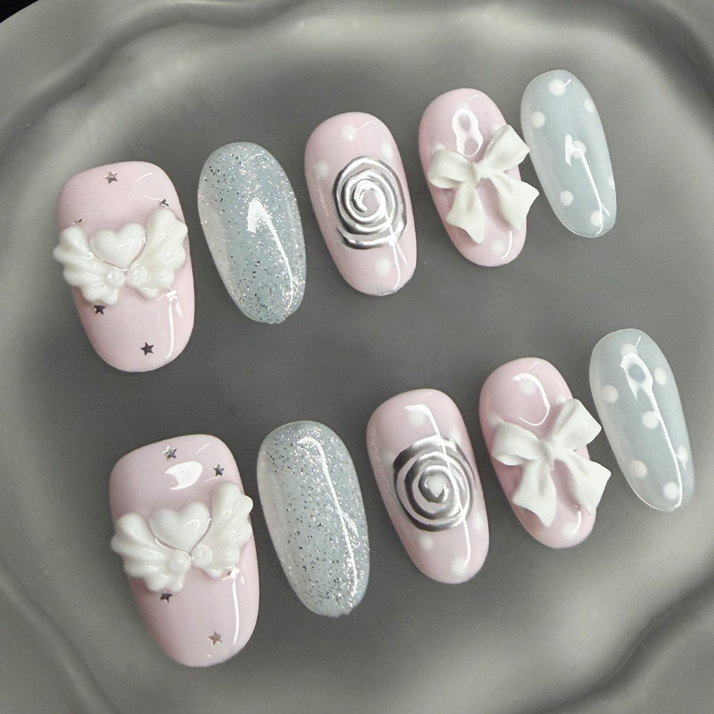 Nail Art Vintage - Корейские винтажные накладные ногти Wishcore, короткие,