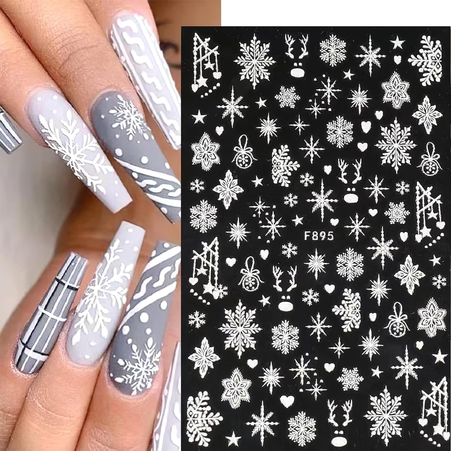 Nail Art Xmas Stickers - 3D снежинки, наклейки для дизайна ногтей,