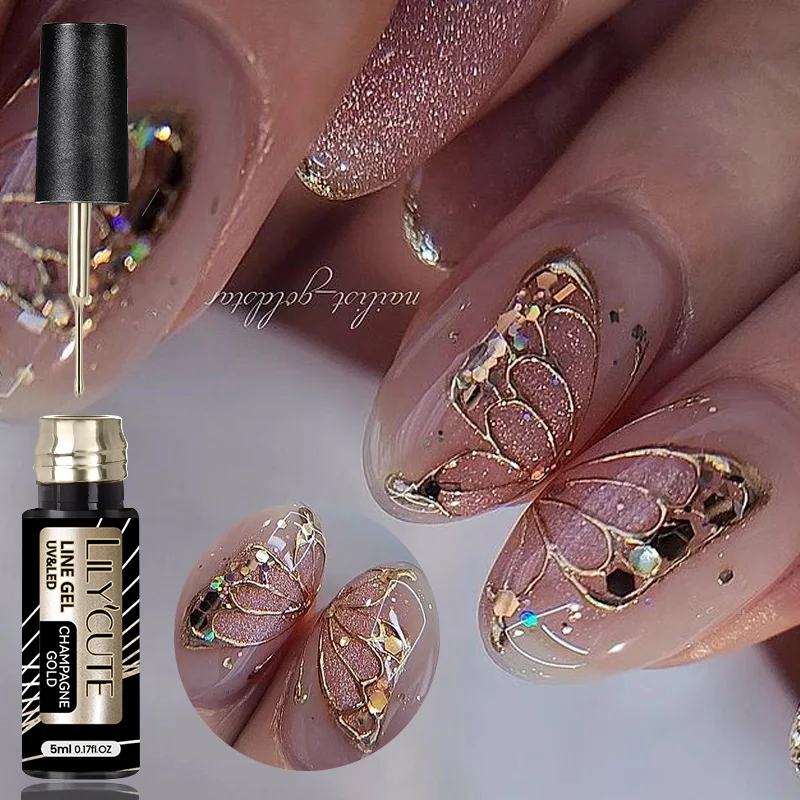 Nail Art Rose Gold - LILYCUTE 5 мл супер яркий металлический