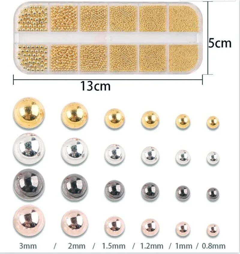 1 коробка, 6 размеров, 0,8-3,0 – обзор и цена Nail Art Rose Gold