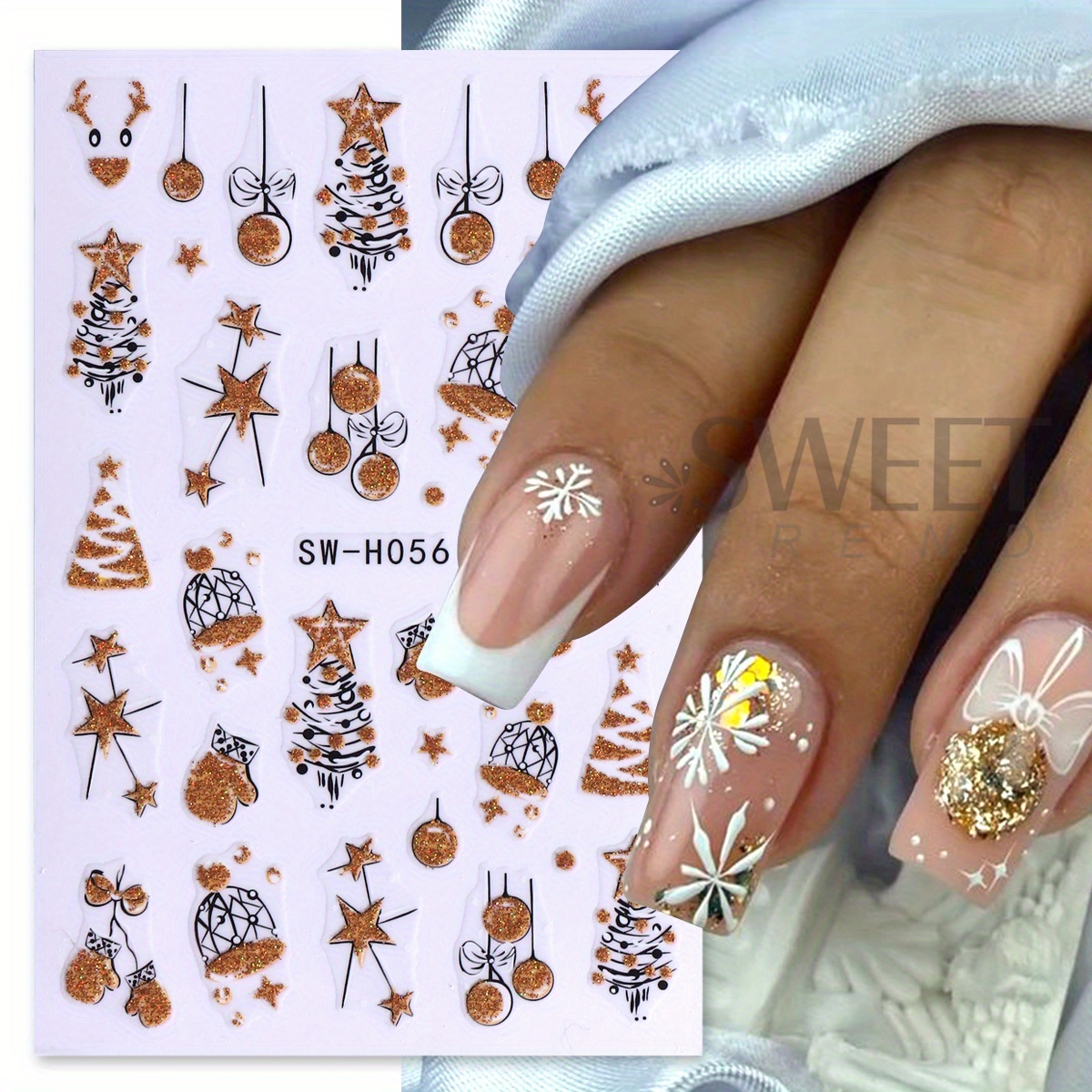 2 шт Великолепные блестящие Ро – обзор и цена Nail Art Xmas Stickers