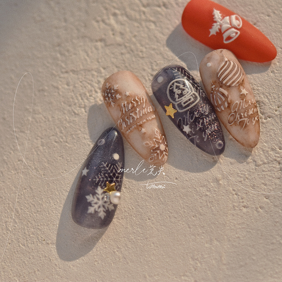 Рельефные чистые белые рождест – обзор и цена Nail Art Xmas Stickers