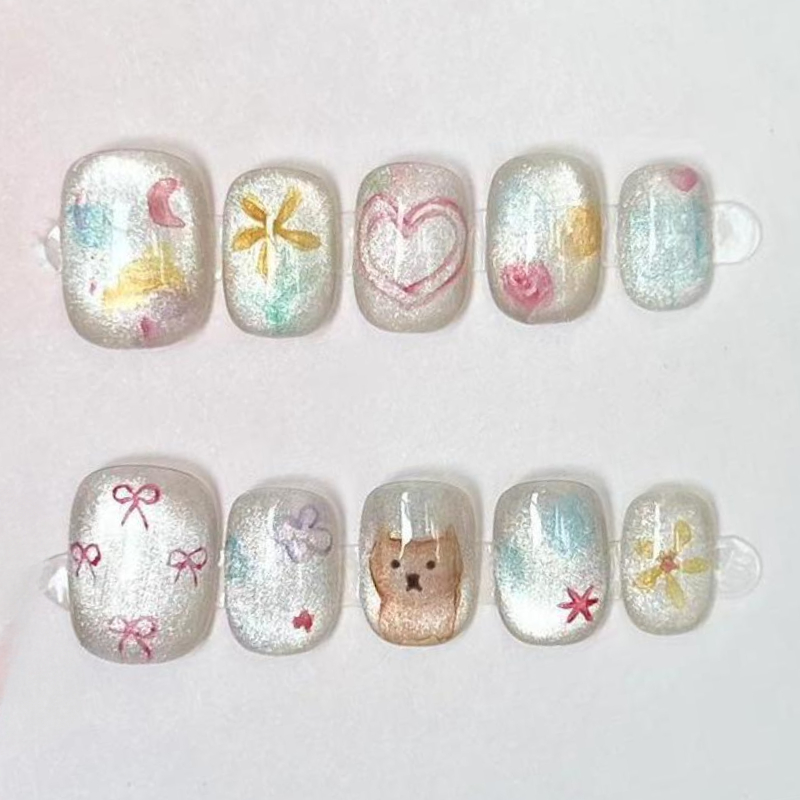 10 шт. милые короткие круглые  – обзор и цена Nail Art Aesthetic