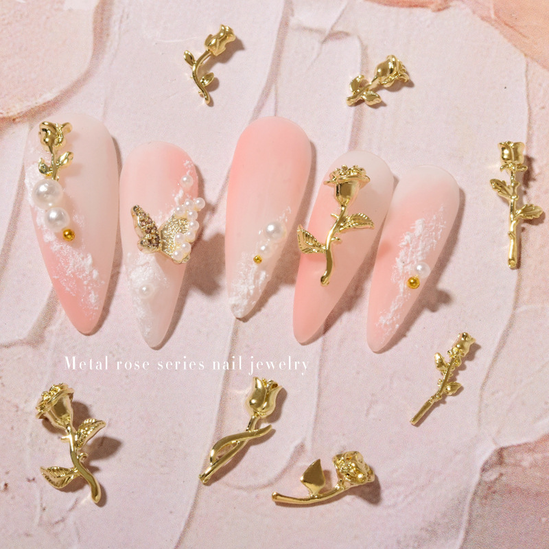 10 шт. 3D розовый орнамент для – обзор и цена Nail Art Rose Gold