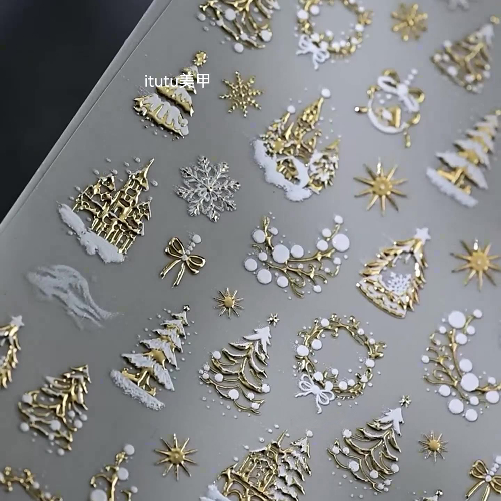 1 шт. 5D Золотой Снег Рождеств – обзор и цена Nail Art Xmas Stickers
