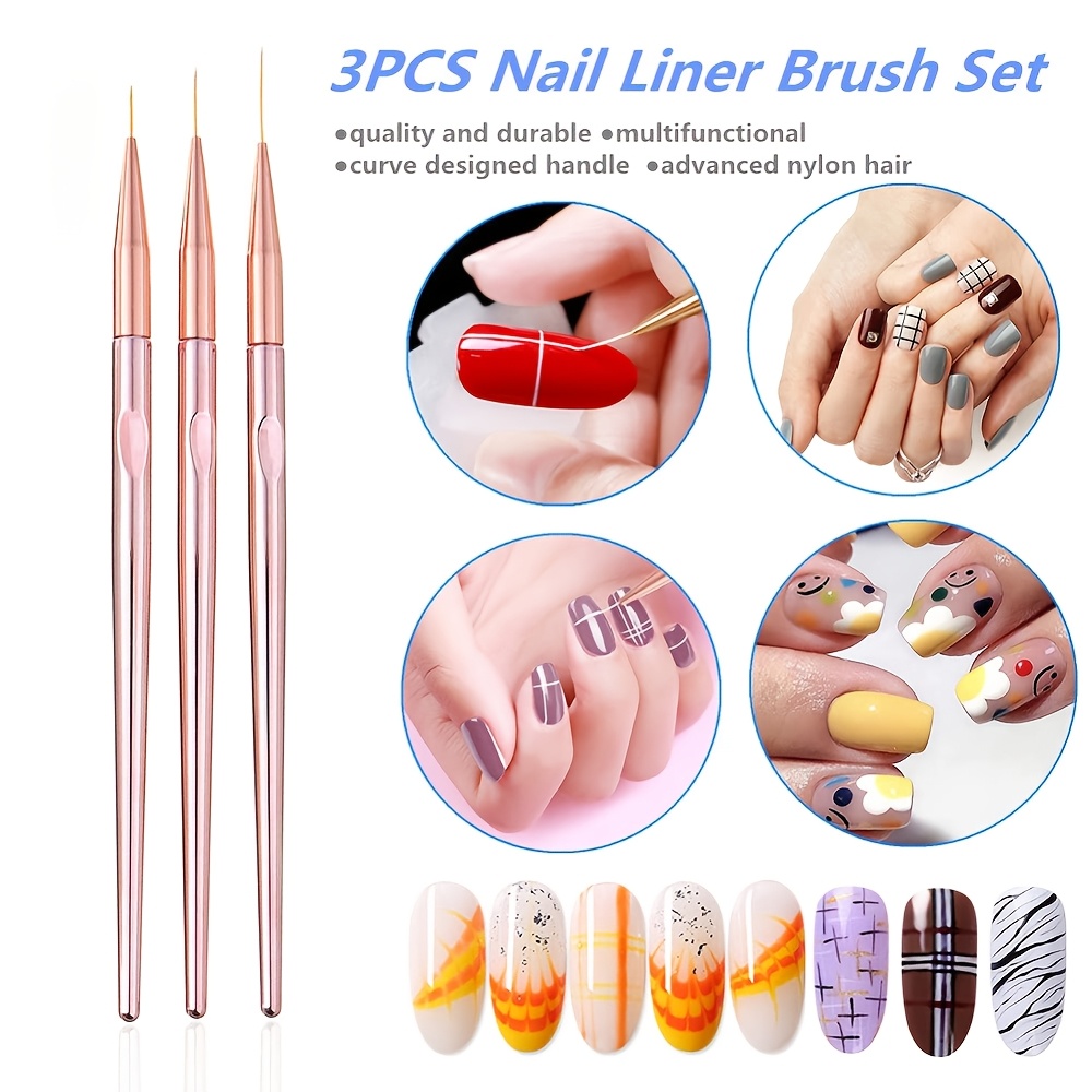 Набор из 3 кистей для дизайна  – обзор и цена Nail Art Rose Gold