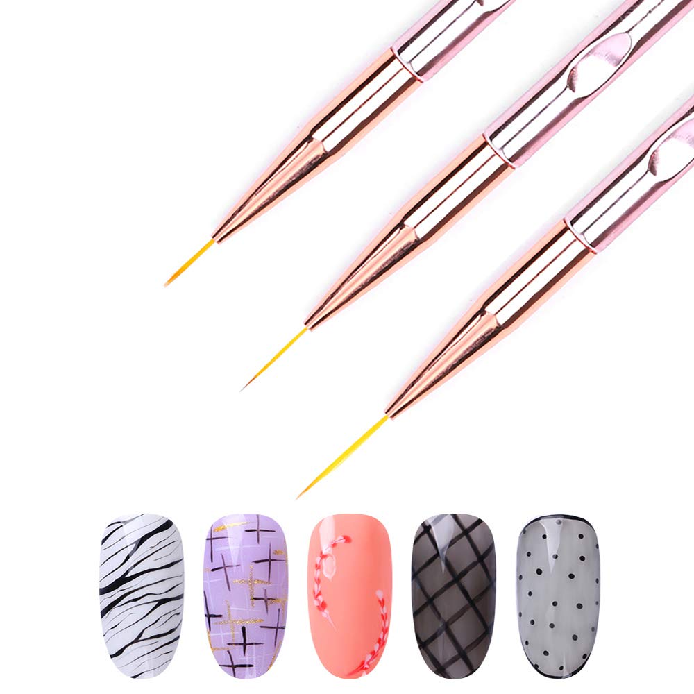 Набор из 3 кистей для дизайна  – обзор и цена Nail Art Rose Gold